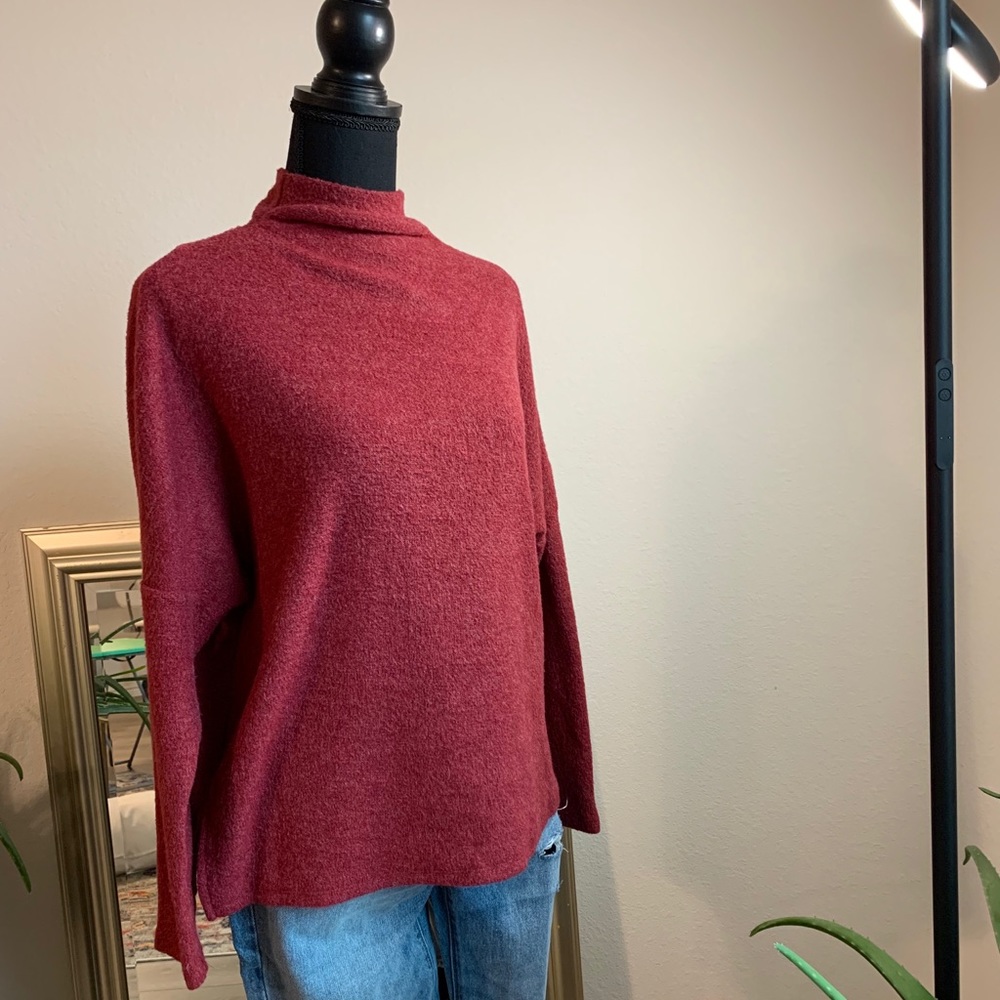 Soft Red Mock Neck Sweater